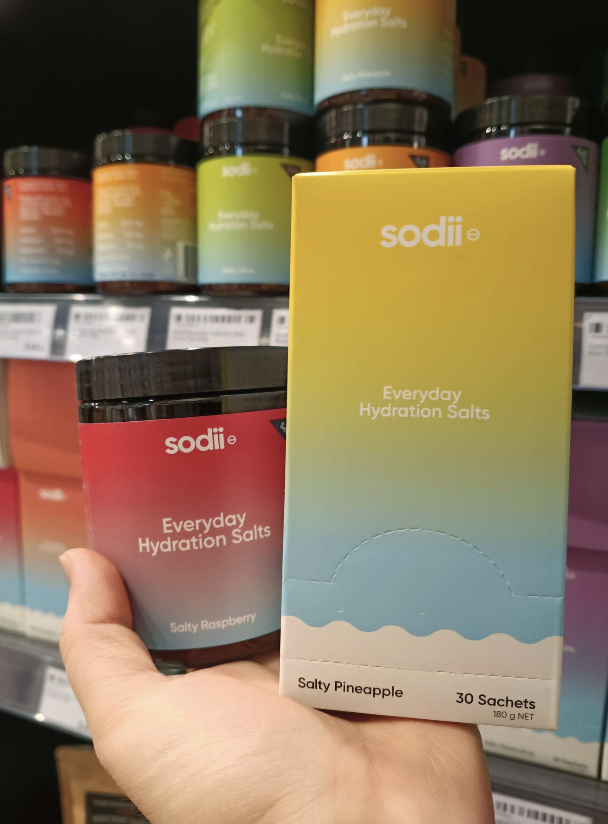 Sodii Everyday Hydration Salts in Salty Pineapple and Salty Raspberry